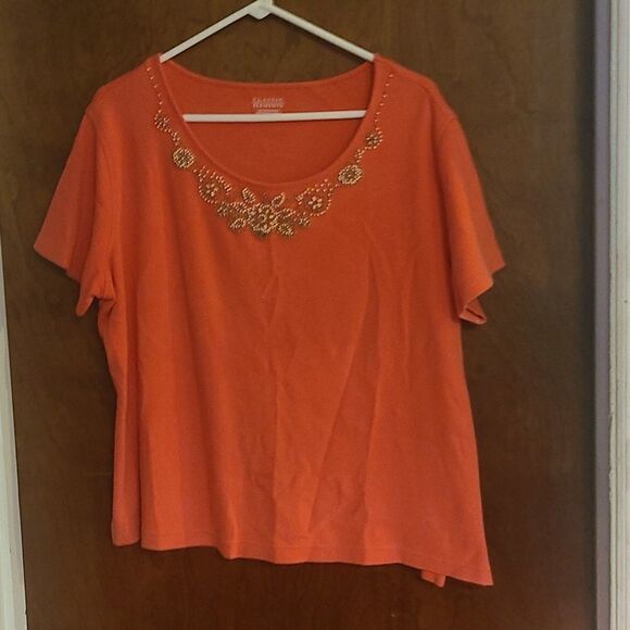 Large Classic Elements Short Sleeve Orange Top - Picture 1 of 4
